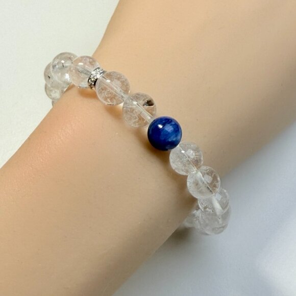 Handmade Celestial Crackled Quartz & Blue Kyanite Crystal Bracelet - Picture 5 of 5